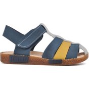 Resim Lacivert Bej Hardal Erkek Çocuk Düz Sandalet 210111 Ç Lacivert-Bej-Hardal 