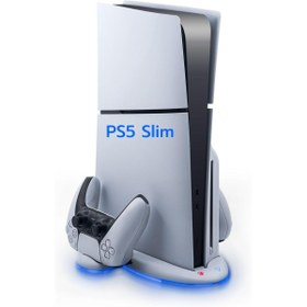 Resim Ozmik PS5 Slim için Wigearss Dikey Stand Soğutma Fanları 3 Seviyede Ayarlanabilir Fanlı Çok İşlevli Stand 