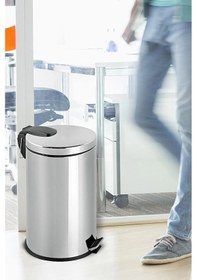 Resim 30 Lt Paslanmaz Pedallı Çöp Kovası Metalik Gri 