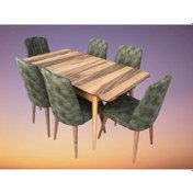 Resim Masa-sandalye St Kütük Desen Tk Model Kayın Retro Ayak Açılır 6ad Çizgi Sandalye 