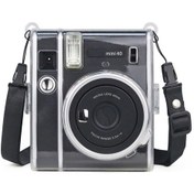 Resim Sones Fujıfılm Instax Mini 40 Uyumlu Kayışlı Koruyucu Kristal Kılıf Şeffaf 