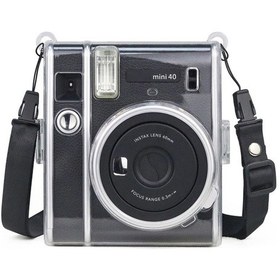 Resim Sones Fujıfılm Instax Mini 40 Uyumlu Kayışlı Koruyucu Kristal Kılıf Şeffaf 