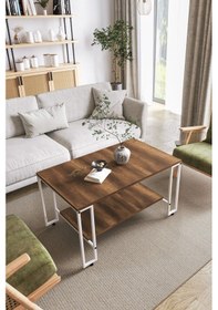 Resim Nury Orta Sehpa Beyaz Metal - Beyaz Mermer Tabla 