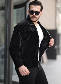 Resim Nova Parlak Çift Cepli Su İtici Slim Fit Erkek Yağmurluk Mont - SIYAH / XL 