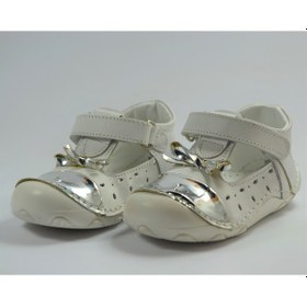 Resim Ozgencshoes Bayrak Beyaz Gümüş Deri Ortopedik Ilkadım Kız Bebek Ayakkabı Beyaz 