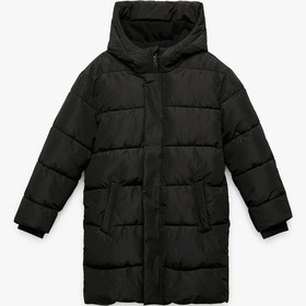 Resim Koton Erkek Çocuk Uzun Kollu Cepli Kapşonlu Şişme Mont Siyah 
