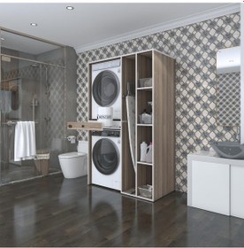 Resim Kenzlife Çamaşır-Kurutma Makinesi Dolabı Gutas Sağ Crd 187 120 60 Çekmeceli Banyo Çok Renkli 