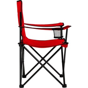 Resim Katlanır Kamp Piknik Sandalyesi - Bardaklıklı - (DY.001) - Kırmızı 