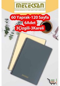 Resim 6 Adet A4 Ebat 60 Yaprak 120 Sayfa Spiralli Plastik Kapaklı Okul Defteri-meteksan Renksiz 