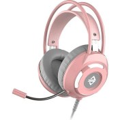 Resim Digital Computer Home Ajazz AX120 Oyun Kulaklığı Kulak Üstü Kulaklık 3,5 mm + USB Fişi, Gürültü Azaltma Mikrofonlu-Pembe (Yurt Dışından) 