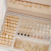 Resim 108 adet/set Basit Yapay İnci, Taş ve Metal Geometrik Tasarım Çivi Küpeler, Kadınlar için Halka Küpeler, Tatil, Randevu, Günlük Kullanım için, Kutusuz 