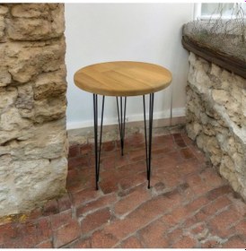 Resim Masif Panel Ahşap Yan Sehpa Firkete Ayaklı Naturel 