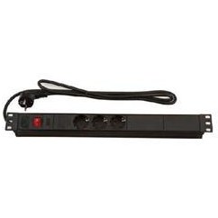 Resim Lande LN-PRZ-EKO-1U3P-SC Aksesuar 3xDIN49440 Soketli Schuko Grup Priz, 19” 1U, PVC gövdeli, 16A on/off aydınlatmalı anahtarlı, 4000 Watt, 250V AC,3x1.5mm2, 2,5m kablolu, DIN 49441 fişli, CE onaylı. 