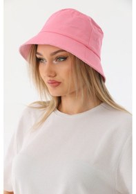 Resim Kadın Balıkçı Pembe Kova Bucket Şapka Pembe 