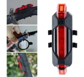 Resim Ozcmax USB Şarj Edilebilir Parlak Bisiklet LED Lamba Su Geçirmez Güvenlik Uyarı Arka Lamba Işığı 