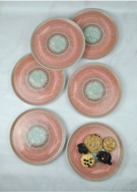 Resim 6'lı Desenli Seramik Pasta Tabağı Tatlı Sunum Tabak 21 Cm-pinko 