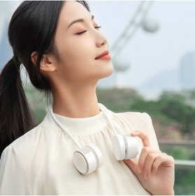 Resim Wiwu Wi-FS014 Twins Neck Taşınabilir Şarjlı Boyun Askılı Fan - Beyaz 