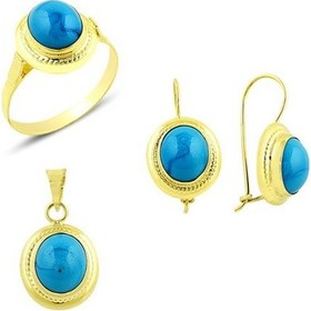 Resim Firuze Taşlı Üçlü Set 7.45 Gram 14 Ayar Altın 