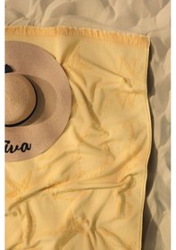 Resim Favora Trend %100 Pamuk Kabartmalı Plaj Havlusu - Sarı 