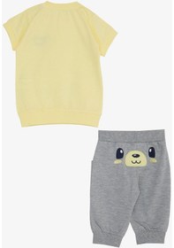 Resim Breeze Erkek Bebek Kapri Takım Sevimli Ayıcık Nakışlı 9 Ay - 3 Yaş Sarı 