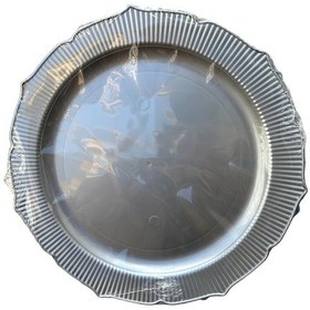Resim Omeyva Davet Parti Sunum Doğum Günü Gümüş Renkli Sert Plastik Mika Tabak - 22 Cm. - 6 Adetlik Paket Gümüş 