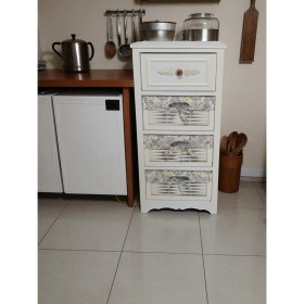 Resim Özkar 4 Çekmeceli Ahşap Beyaz Sebzelik 