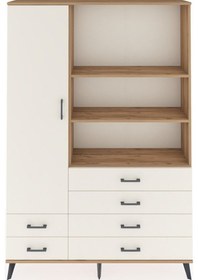 Resim Arges Dolap 7 Raflı 6 Çekmeceli Tek Kapaklı 132x30x195 Çam-aytaşı/aytaşı Aytası/aytası 