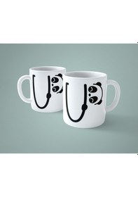 Resim U Harfi Panda Alfabe Baskılı Kupa Bardak 