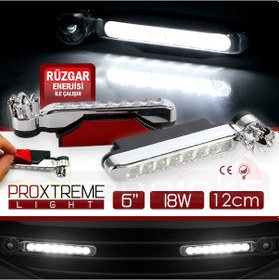 Resim 18W Gündüz Farı 8 Led Rüzgar Enerjili Kablosuz 2'li Set 