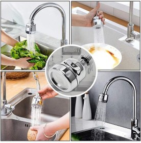 Resim 3 Fonksiyonlu Mutfak Lavabo Başlığı, 360 Derece Dönen, Tasarruflu, Musluk Başlığı, Krom, 