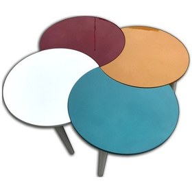 Resim Ay Sehpa Renkli, Hem Orta Sehpa Hem Zigon Sehpa (Ahşap) 