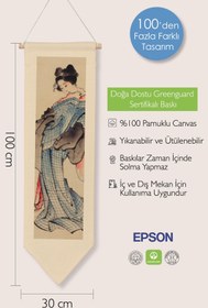 Resim Duvar Halısı Pinterest Dekoru, Hokusai Sanat Serisi 100cm Kanvas Flama Askılı Duvar Örtüsü NO:648 - Renkli - 1 / 30 x 100 