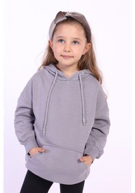Resim Toontoy Kız Çocuk Kanguru Cepli Sweatshirt Gri 