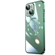 Resim Apple iPhone 14 Plus Sert Transparans Arka Kamera Korumalı Riksos Koyu Yeşil Kılıf Gpack