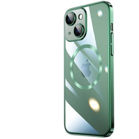 Resim Apple iPhone 14 Plus Sert Transparans Arka Kamera Korumalı Riksos Koyu Yeşil Kılıf 