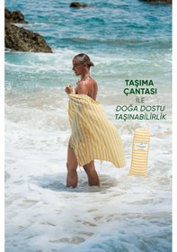 Resim Mare Ochre, Organik Ve Recycle Pamuk Karışımlı, Taşıma Çantalı, Büyük Boy Peştamal, 90x180 Cm. Ochre 