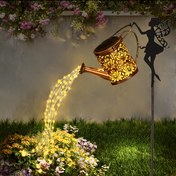 Resim Güneş Enerjili Peri Bahçe Işığı - Antika Metal Sulama Kabı LED Işıklarla, Enerji Tasarruflu Dış Mekan Dekoru Bahçe, Çim & Bahçe için, Uzaktan Kumanda Gerekmez, Noel Dekoru 