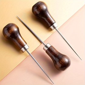 Resim Premium Ahşap Saplı Kabağı Zımba - Deri İşleri & DIY Projeler, Dikiş & Örgü Malzemeleri için İdeal 