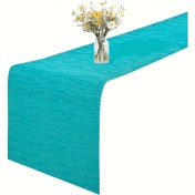 Resim 1 Adet, Yıkanabilir Tek Renk Masa Örtüsü - Turkuaz Dokulu Polyester Kumaş, Düğünler İçin Uygun, Ev Dekoru, Mutfak ve Yemek Masası Koruma, Sanatsal Tarz Süsleme, Ev Dekorasyonu 
