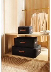 Resim Ocean Home Textile 3'lü Siyah Renk Jüt Hurç Set 30 X 22 X 18 / 52 X 28 X 21 / 62 X 46 X 22 Cm Siyah 