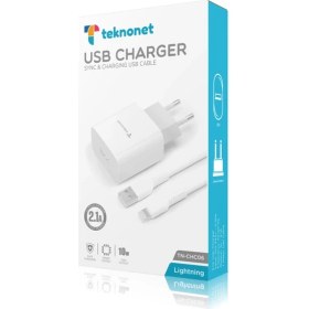Resim Teknonet TN-CHC06 1 Çıkışlı 2100 Mah Lightning Kablo + Şarj Aleti Kablo Dahil 