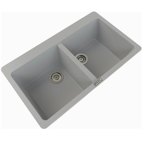 Resim Polex Cristalüx Granit Evye P-N9 Pembe 2 Hazneli Tezgah Altı Ve Tezgah Üstü Mutfak Evyesi 86x50.5 CM 