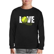 Resim Tenis - Love Raket Ve Top Siyah Çocuk Sweatshirt Siyah 