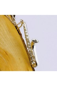 Resim BUTİK GÜMÜŞ Gümüş Büyük Saksafon, Enstrüman, Müzik, Kadın, Erkek Kolye (5CM X 2,2 CM) (BG-KLY-706) 