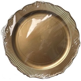 Resim Parti Davet Piknik Doğum Günü Sert Plastik Mika Tabak - Altın - 18 Cm. - 6'lı 10 Paket 