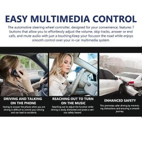 Resim Geeksen Araba Çok Fonksiyonlu Direksiyon Simidi Kontrol Cihazı 7 Tuşlu Evrensel Direksiyon Simidi Kontrol Dü 