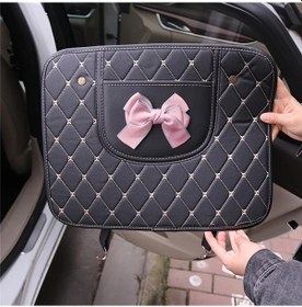 Resim Hightower Pembe Papyon Desenli Dayanıklı Deri Koltuk Koruyucu - Anti-kick Ve Kolay Temizlik 