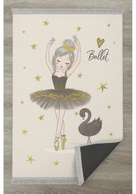 Resim Sevimli Balerin Ve Kuğucuk Çocuk Odası Halısı Bej 