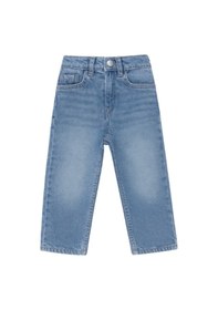 Resim Beli Lastikli Rahat Kesim Çocuk Kot Pantolon - Açık Mavi Denim Jean Mavi 