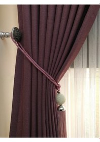 Resim Evdepo Home Keten Mürdüm Fon Perde Tek Kanat Mürdüm 